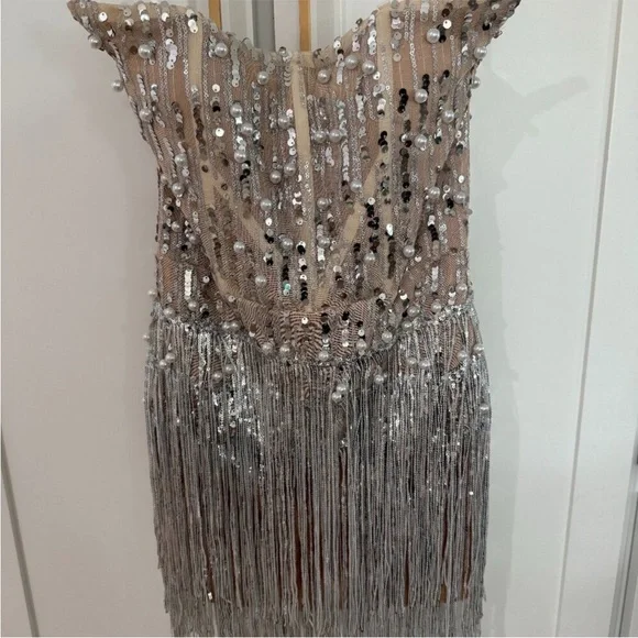 Bella Barnett Sorel Pearl Sequin Tassel Mini Dress - Picture 8 of 14